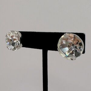 VINTAGE Large Round Crystal Earrings